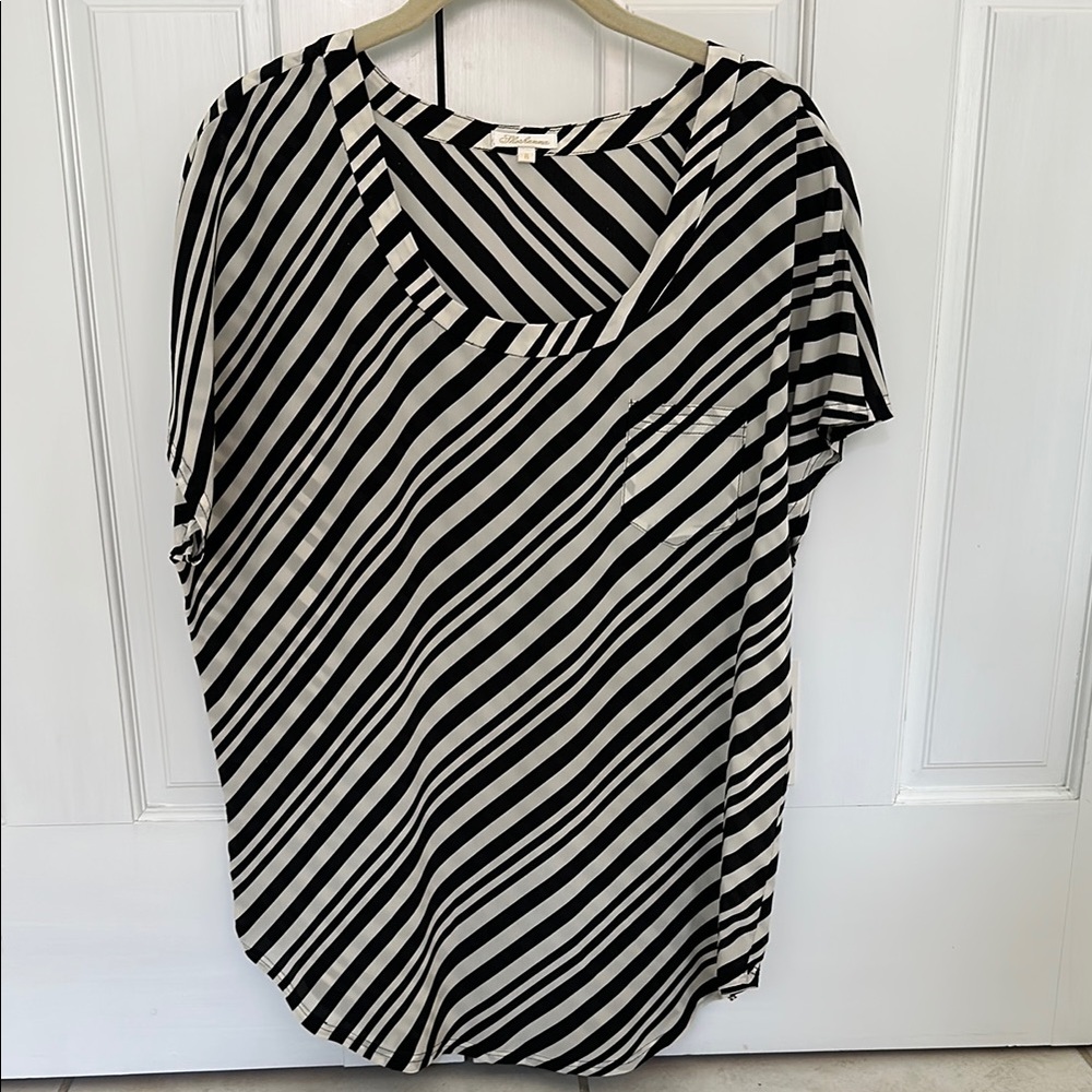 Shoshanna 6 Silk Black and White Short Sleeve Blouse